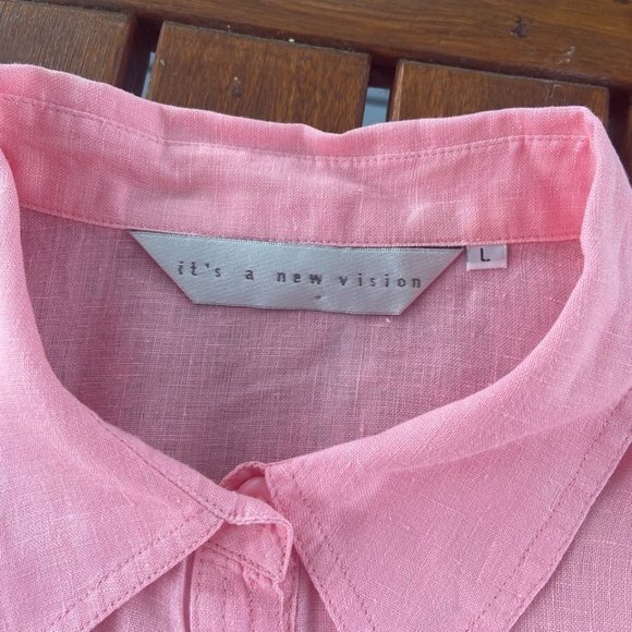 🎀 3 for $45 Pink 100% Linen Top in VGUC Size L - Picture 8 of 16